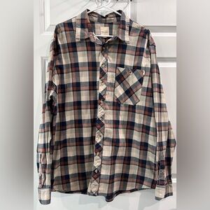 Ruff Hewn Long Sleeve Plaid Button Front Shirt XXL Western Rodeo Cowboy Grunge